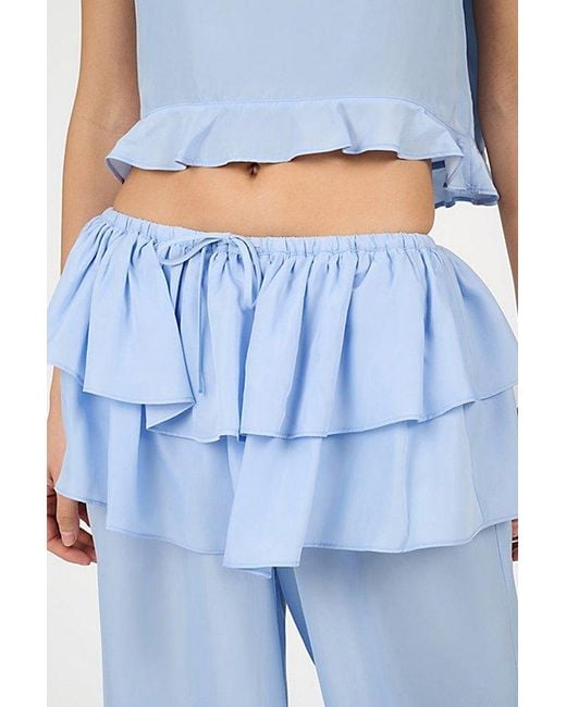 WeWoreWhat Blue Ruffle Waist Flare Pant