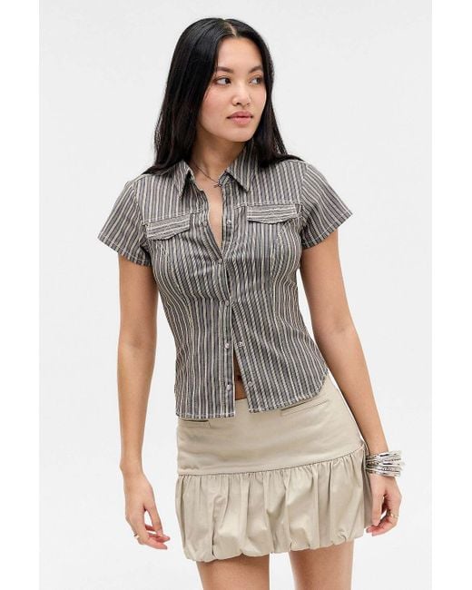 Silence + Noise Gray Silence + Noise Polly Bengaline Shirt