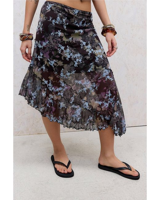 Urban Outfitters Purple Uo Flocked Assymetrical Skirt