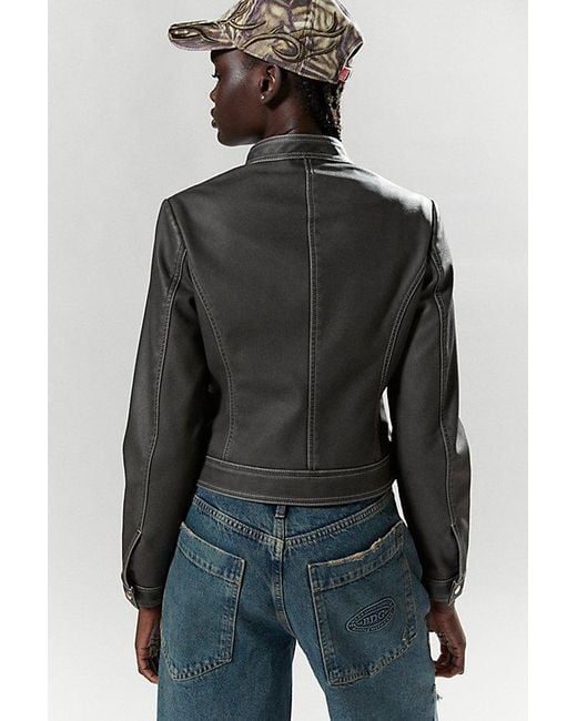 Silence + Noise Black Ivy Faux Leather Fitted Moto Jacket