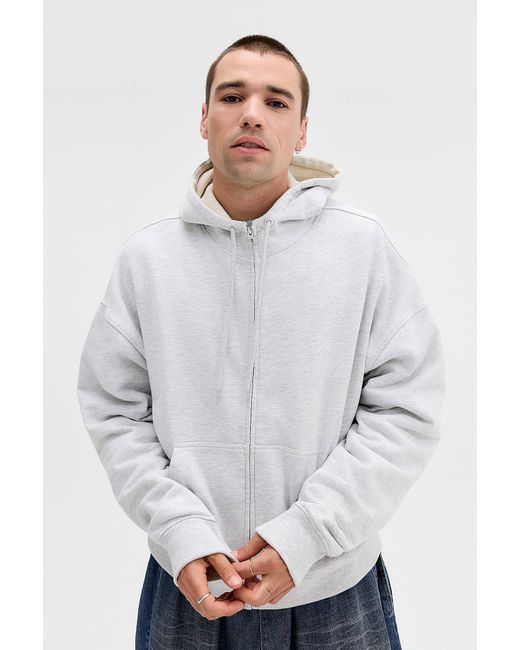 iets frans White Waffle Lined Zip-through Hoodie for men