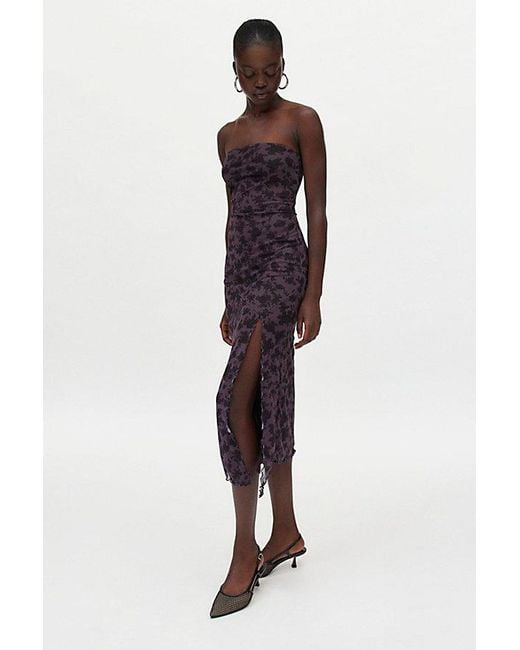 Urban Outfitters Uo Samara Mesh Strapless Midi Dress in Blue | Lyst