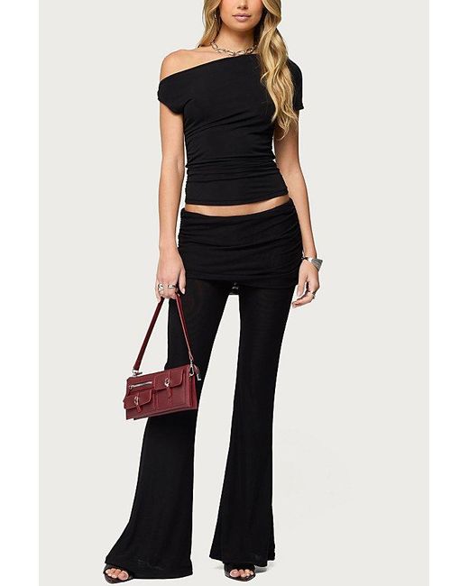 Edikted Black Halli Fold Over Mini Skirt Pants