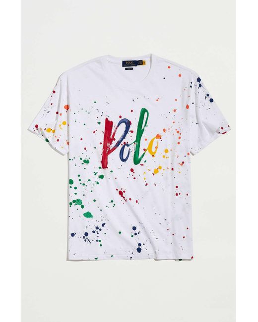 Polo Ralph Lauren Paint Splatter Logo Tee in Red for Men Lyst
