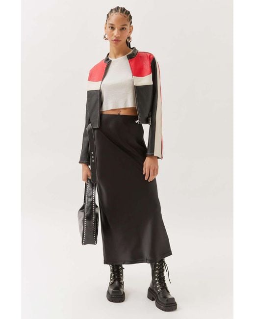 Urban Outfitters Black Uo Winona Satin Maxi Skirt