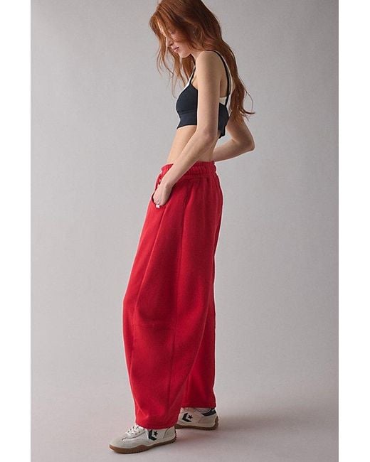 Out From Under Red Essential Barrel Leg Full Length Sweatpant