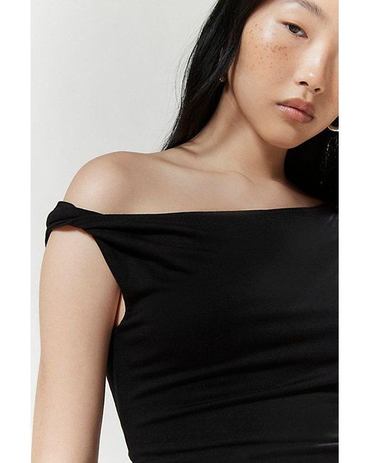 Silence + Noise Black Grace Fitted One-Shoulder Top
