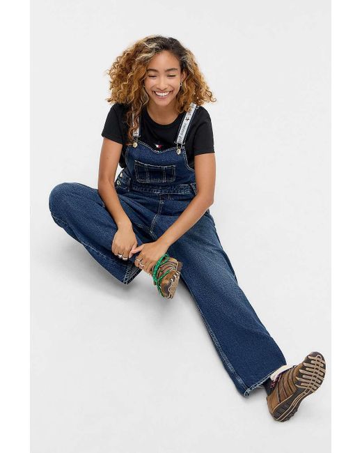 Tommy Hilfiger Blue Denim Tape Logo Dungarees