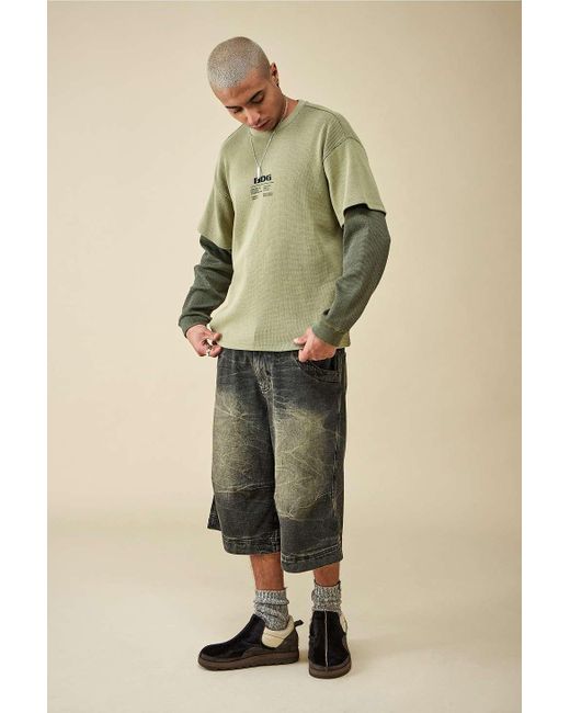 BDG Green Double Layered Textured T-shirt