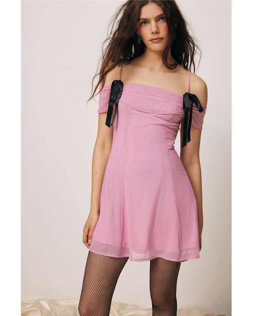 Kimchi Blue Pink Allison Mesh Mini Dress