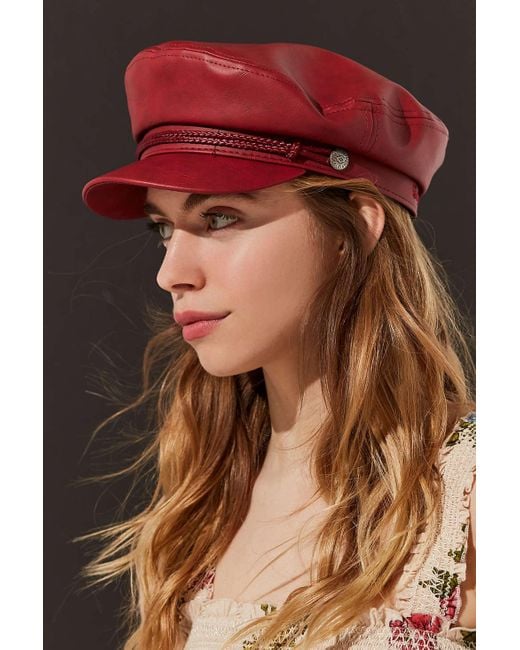 Brixton Red Uo Exclusive Fiddler Faux Leather Fisherman Hat