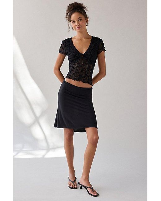 Kimchi Blue Black Maisie Sheer Lace Twist-Front Crop Top