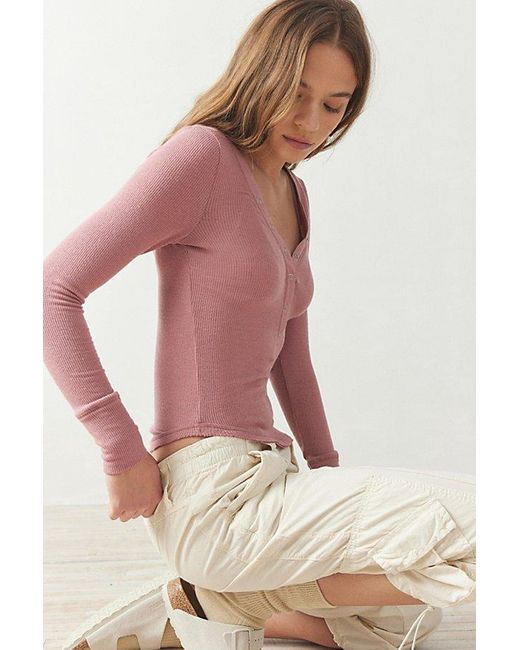 Out From Under Pink Everyday Snap Henley Top