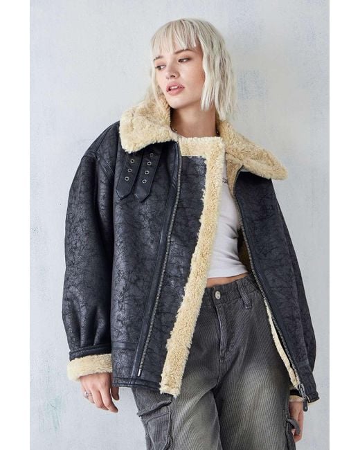 BDG Gray Stevie Aviator Coat Jacket