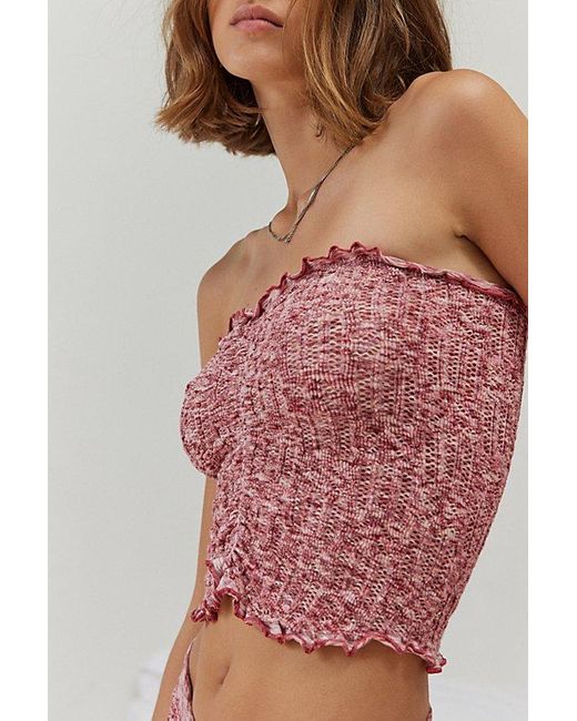 Out From Under Red Hello Sunshine Seamless Marled Knit Tube Top