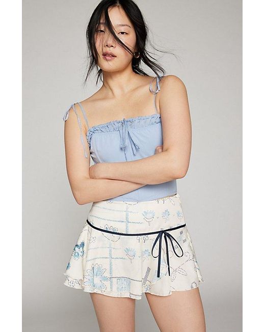 Kimchi Blue White Kimchi Carlene Satin Drop-Waist Mini Skirt