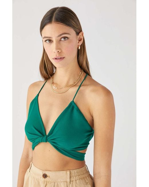 Urban Outfitters Green Uo All Tied Up Convertible Wrap Top