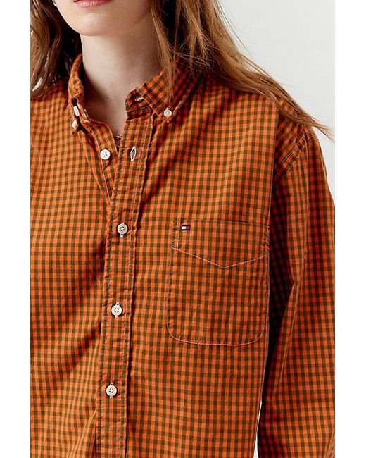 Urban Renewal Brown Remade Overdyed Oversized Check Button-Down Shirt