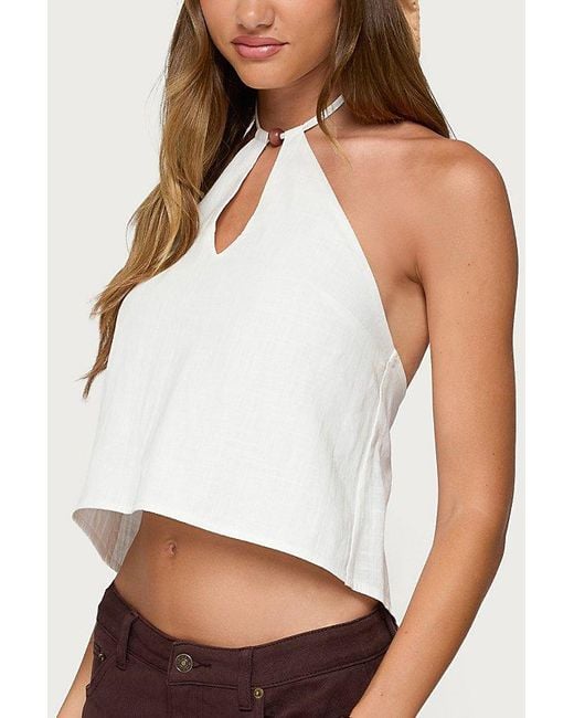 Edikted White Oliviana Linen Look Halter Top