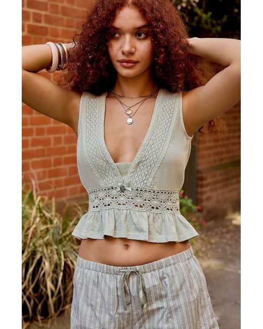 Kimchi Blue Green Leslie Backless Plunge Top