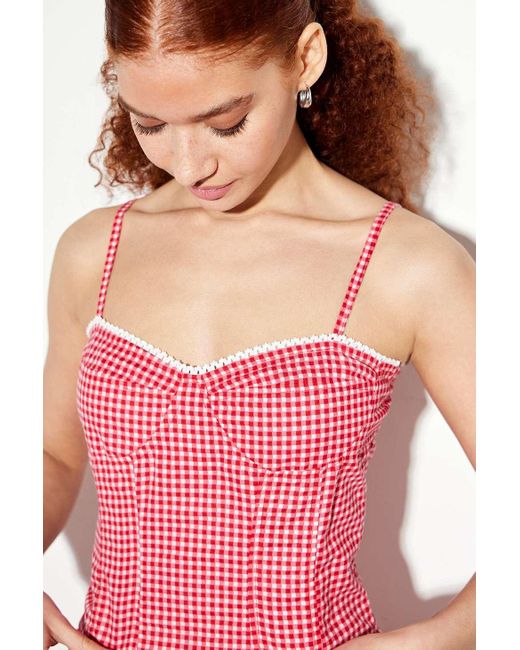 Motel Pink Leif Gingham Top
