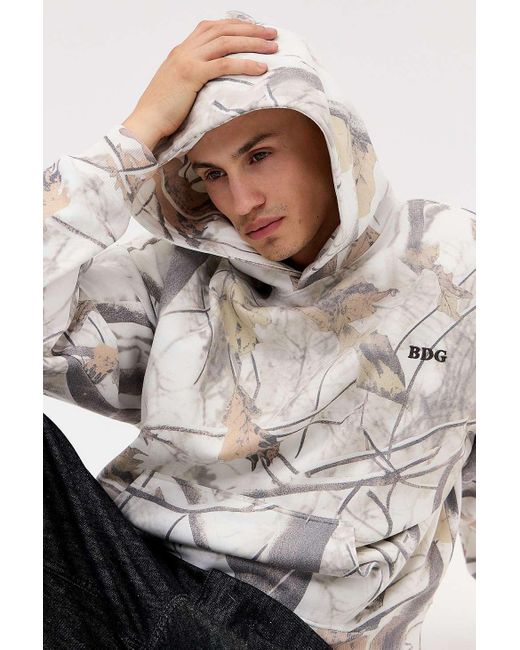BDG Gray White Bark Camo Hoodie for men