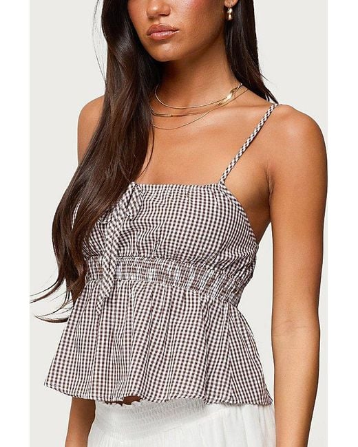 Edikted Gray Zahara Gingham Babydoll Top