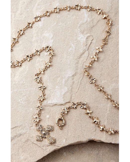 Silence + Noise Natural Silence + Noise Floral & Cross Lariat Necklace