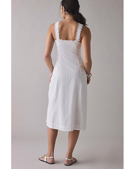 Kimchi Blue Mariana Eyelet Lace Button-Front Midi Dress in White | Lyst