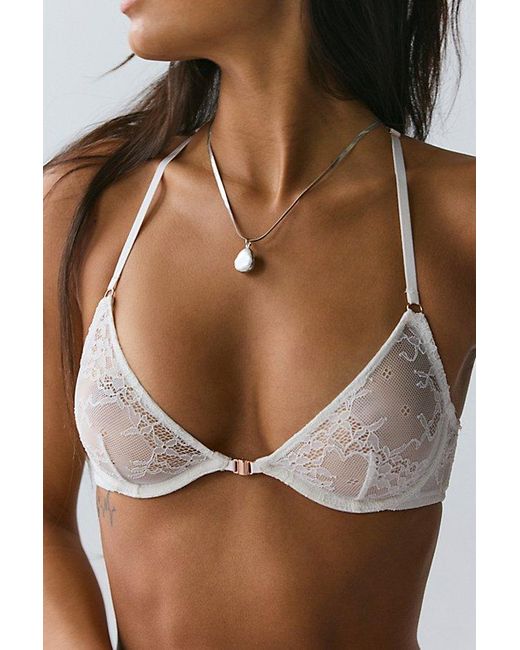 Out From Under White Julia Sheer Lace Racerback Underwire Bra