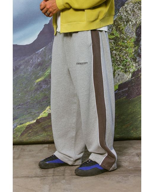 iets frans Brown Grey Panelled Harri Baggy Joggers for men