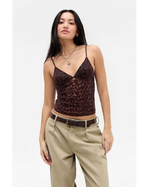 Out From Under Brown Je T'aime Flocked Cami