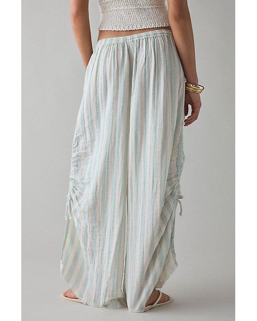 Out From Under Gray Ocean Air Cinched Wide-Leg Gauze Pant