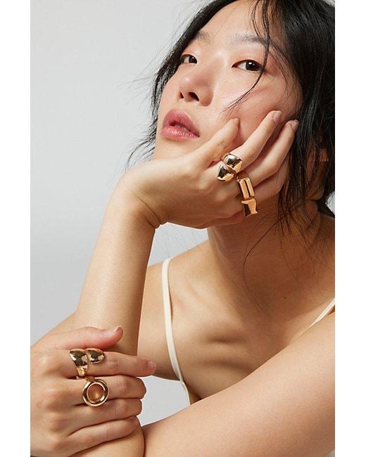 Urban Outfitters Brown Kennedy Statement Ring Set