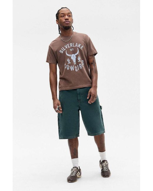 BDG Green Teal Oversized Carpenter Shorts for men