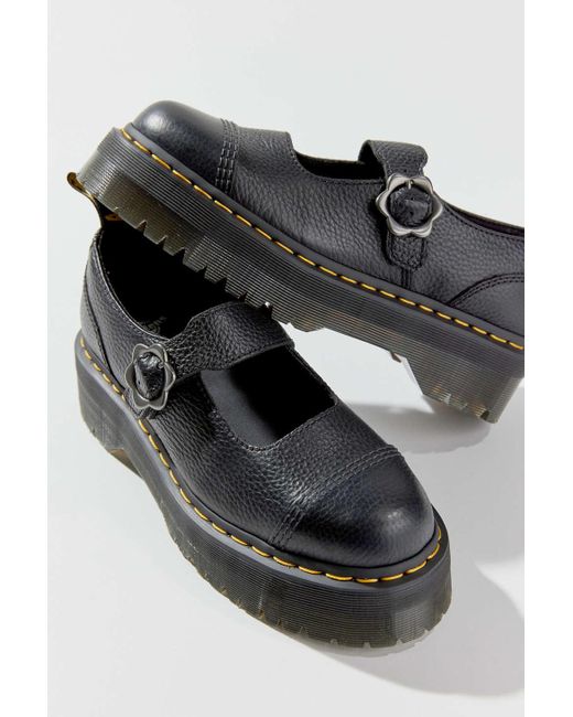 Dr. Martens Addina Flower Buckle Leather Platform Shoe in Black | Lyst ...