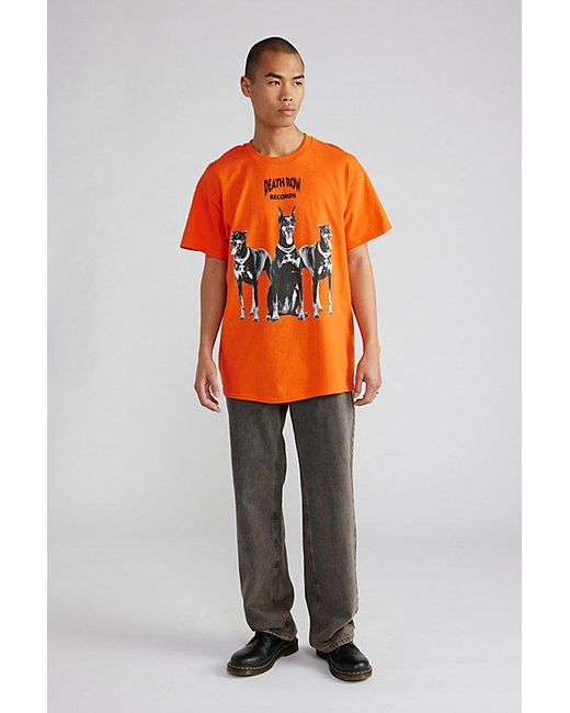Urban Outfitters Orange Death Row Records Classic Doberman Tee for men