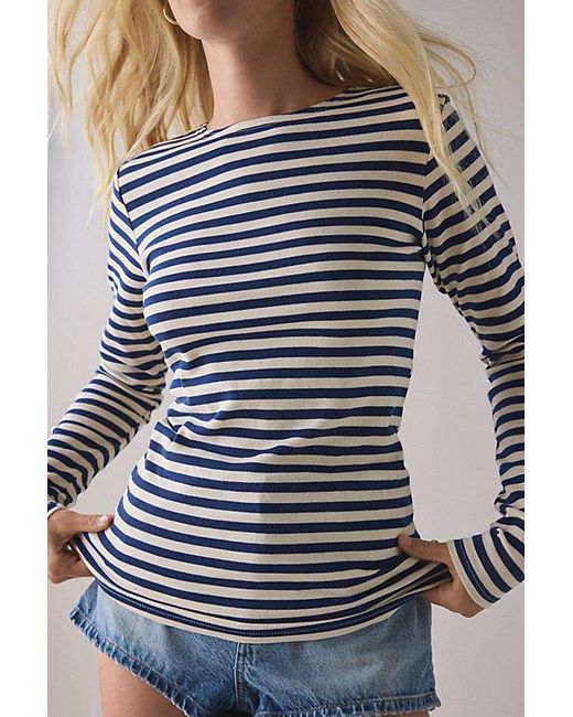 Vintage & ReMADE by UO Blue Vintage By Uo Striped Long Sleeve Tee