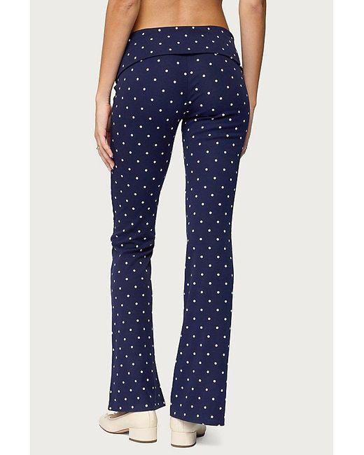 Edikted Blue Daliya Polka Dot Fold Over Pants