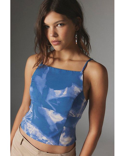 Silence + Noise Blue Jadie Strappy-Back Top