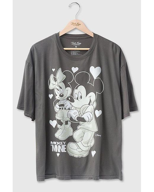 Junk Food Gray Mickey And Minnie Hearts Oversized Tee for men