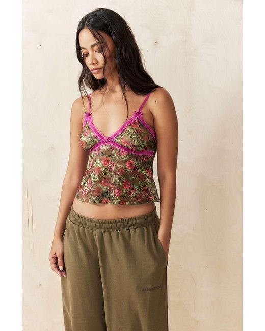 Out From Under Green Mindy Floral Print Cami Top