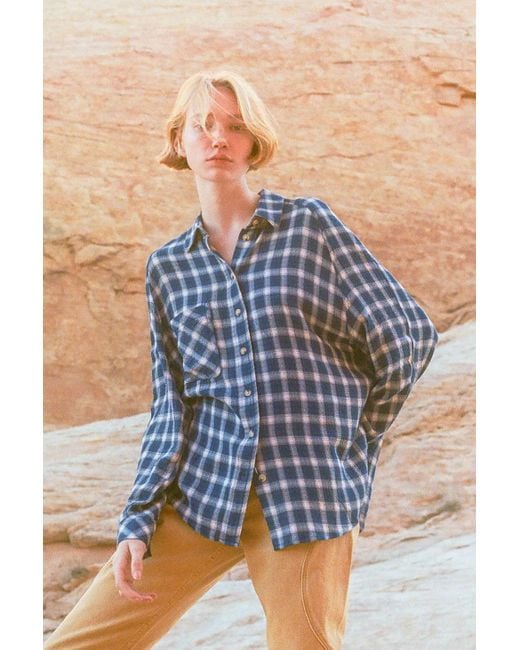 BDG Blue Keanu Flannel Button-down Shirt