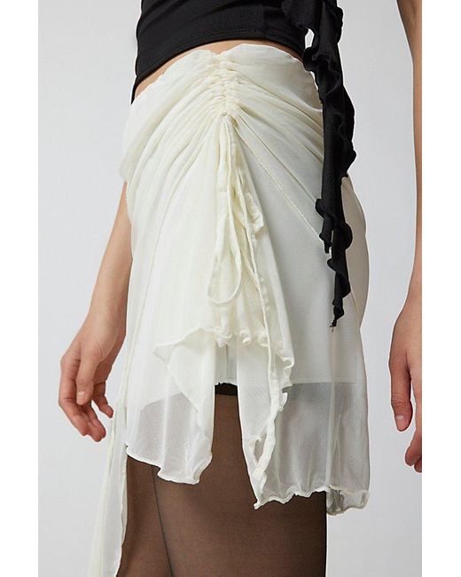 Urban Outfitters White Uo Charlie Mesh Asymmetrical Mini Skirt