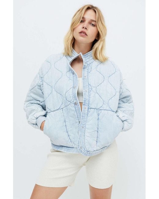 Blank NYC Blue Quilted Snap-front Jacket