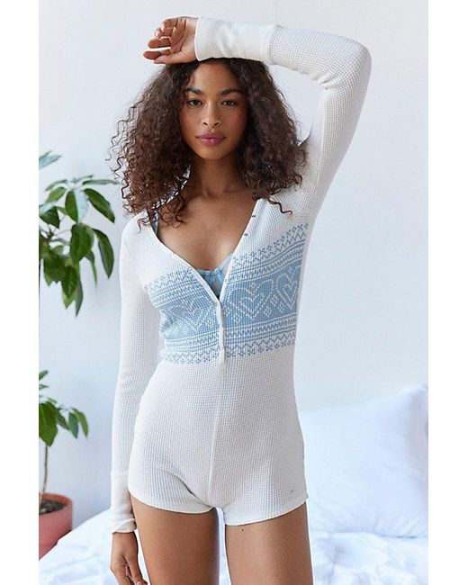 Out From Under White Waffle Knit Romper