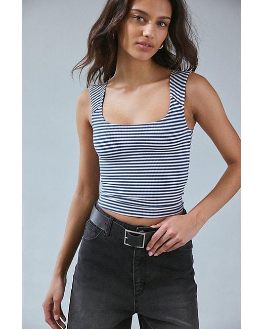 Cute Navy Blue Top - Cropped Tank Top - Boxy Tank Top - Lulus