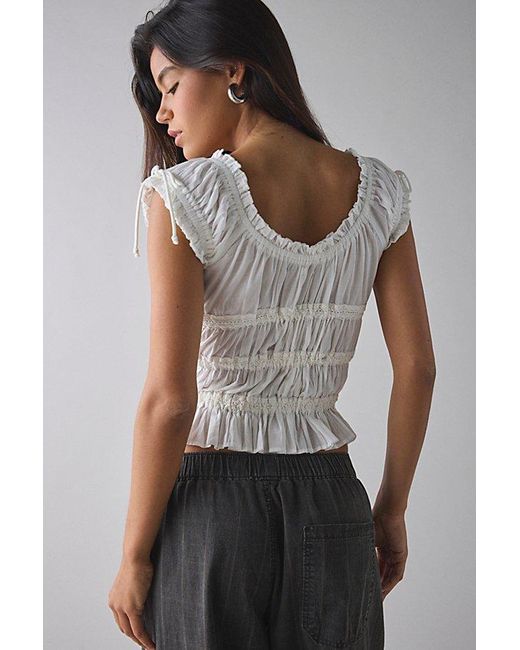 Kimchi Blue Gray Remi Tie-Front Cropped Blouse