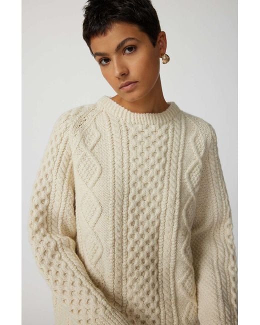 Urban Renewal Natural Vintage Fisherman Sweater In Cream,at Urban Outfitters