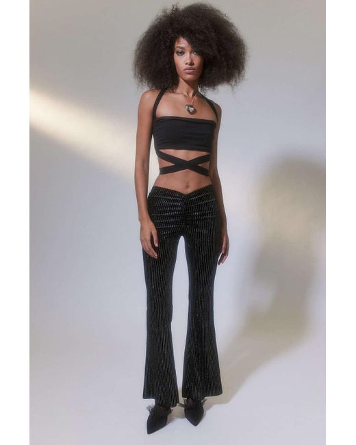 Urban Outfitters Black Uo Apolonia Velvet Sparkle Flare Pant